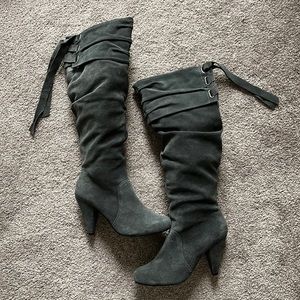 Naughty Monkey Grey suede leather boots size 71/2